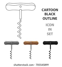Corkscrew icon in cartoon style isolated on white background. Wine production symbol stock vector illustration.