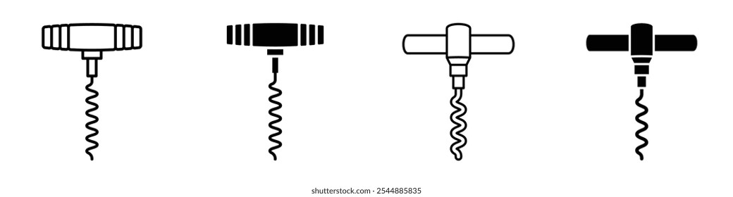 Corkscrew icon collection in black and white filled and solid vector style.