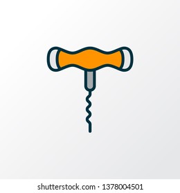 Corkscrew icon colored line symbol. Premium quality isolated wine opener element in trendy style.