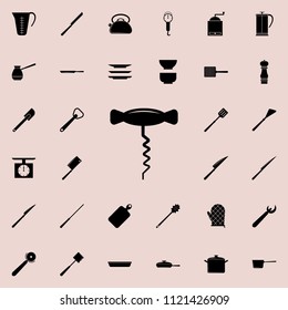 corkscrew icon. Detailed set of kitchen tools icons. Premium quality graphic design sign. One of the collection icons for websites, web design, mobile app on colored background