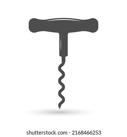 Corkscrew. The icon of the device for removing corks from the neck of the bottle. Flat style.