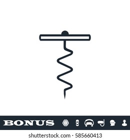 Corkscrew icon flat. Black pictogram on white background. Vector illustration symbol and bonus button