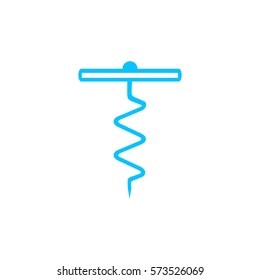 Corkscrew icon flat. Blue pictogram on white background. Vector illustration symbol