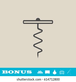 Corkscrew icon flat. Grey pictogram on light background. Vector illustration symbol and bonus button real estate, ottoman, vase, tv, fishing rod