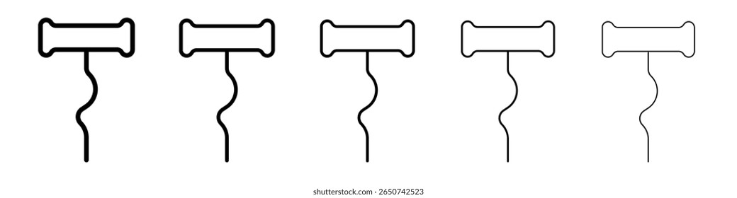 Icono de sacacorchos ilustración plana conjunto logo