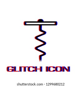 Corkscrew icon flat. Simple pictogram - Glitch effect. Vector illustration symbol
