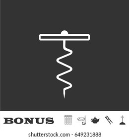 Corkscrew icon flat. White pictogram on black background. Vector illustration symbol and bonus icons