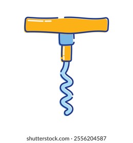Corkscrew Icon Illustration with bright color palette in doddle style. Perfect for festive designs, invitations, new year event, and holiday themed projects.
