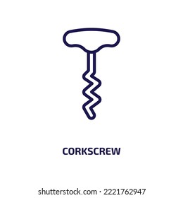 corkscrew icon from kitchen collection. Thin linear corkscrew, bottle, alcohol outline icon isolated on white background. Line vector corkscrew sign, symbol for web and mobile