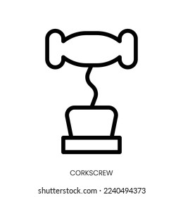 corkscrew icon. Line Art Style Design Isolated On White Background
