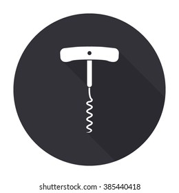 corkscrew icon with long shadow - vector round button