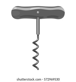 Corkscrew icon in monochrome style isolated on white background. Wine production symbol stock vector illustration.