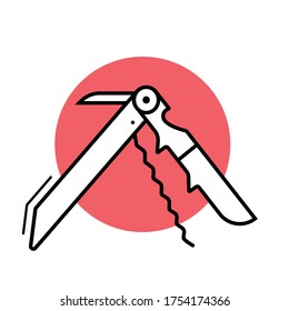 corkscrew icon on coral background
