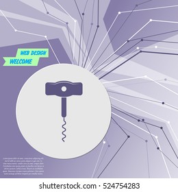 corkscrew icon on purple abstract modern background. The lines in all directions. With room for your advertising. Vector illustration
