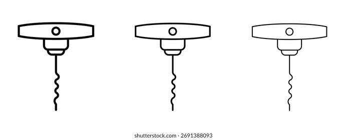 Icono de sacacorchos en el símbolo de estilo de trazo de contorno.
