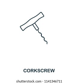 Corkscrew icon. Outline style icon design. UI. Illustration of corkscrew icon. Pictogram isolated on white. Ready to use in web design, apps, software, print