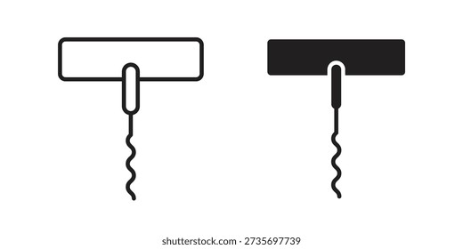 Plantilla de pictograma de icono de sacacorchos, contorno simple y estilo relleno.