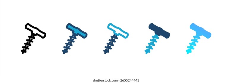 Ícone de saca-rolhas define coleção de vários estilos