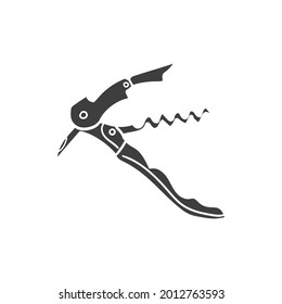 Corkschraube Symbol Silhouette Illustration. Tool Bootle Vector Grafik Piktogramm Symbol Clip Art. Doodle Sketch Black Sign.