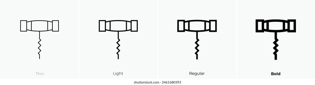 corkscrew icon. Thin, Light Regular And Bold style design isolated on white background
