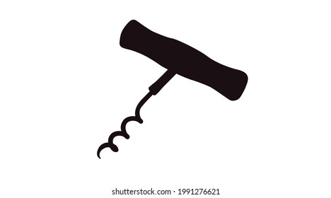 Corkscrew Icon. Vector linear black and white illustration of a Corkscrew