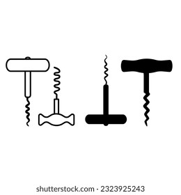 Corkscrew icon vector set. Wine illustration sign collection. Wine shop symbol. Wine house logo. svg