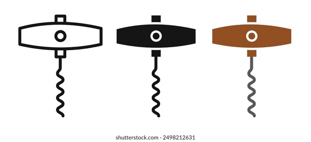 Corkscrew iconicon vector collection in outlined and solid style