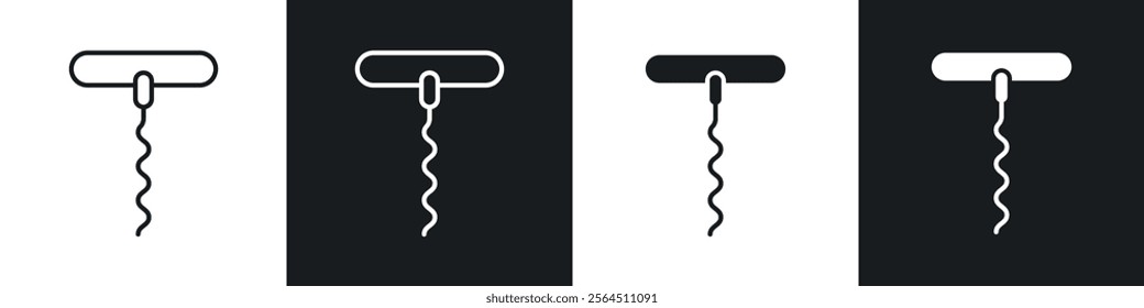 Corkscrew icons collection in black filled and line style.