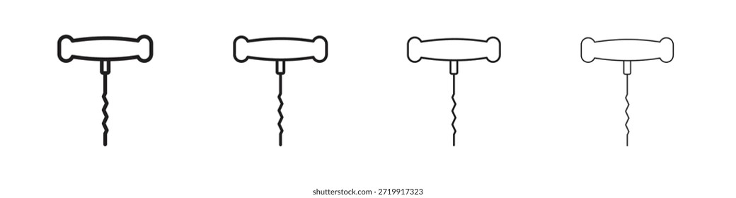 Iconos de sacacorchos, conjunto de iconos lineales. Iconos lineales negros de la palma