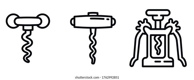 Juego de iconos de Corkbolt. Conjunto de esquemas de iconos vectoriales de corkbolt para diseño web aislado en fondo blanco