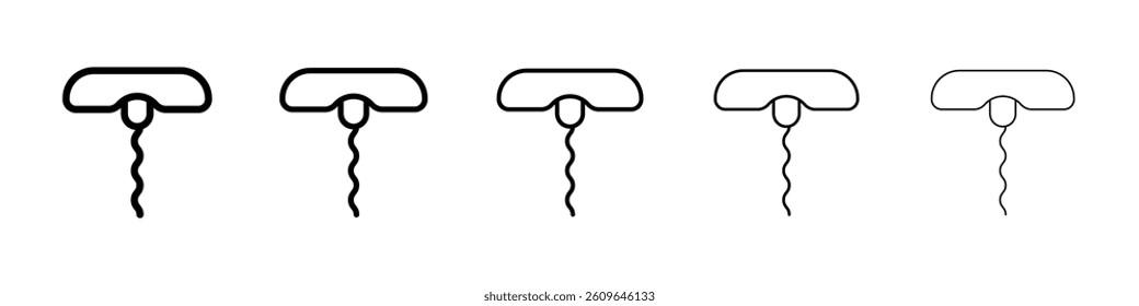 Corkscrew icons vectors set in different stroke lines