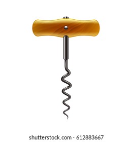 Corkscrew isolated on white photo-realistic vector illustration