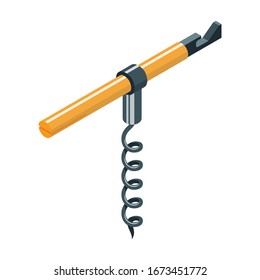Korkschraube mit isometrischer Vektorillustration Symbol.Vektorillustration-Symbol einzeln auf weißem Hintergrund Korkenzieher.
