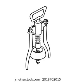 Corkscrew isometric vector icon.Outline vector icon isolated on white background corkscrew.