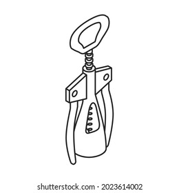 Icono vectorial isométrico Corktornillo.Icono vector de contorno aislado en corcho de fondo blanco.