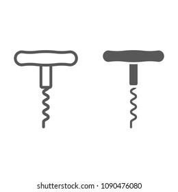 Corkscrew line and glyph icon, kitchen and cooking, opener sign vector graphics, a linear pattern on a white background, eps 10.