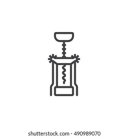 Corkscrew line icon, Bottle opener outline vector sign, linear pictogram isolated on white. logo illustration