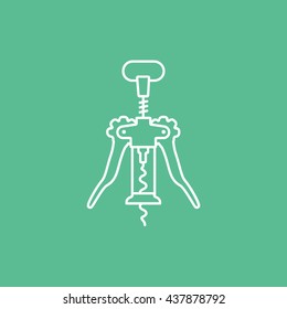 Corkscrew Line Icon On Green Background