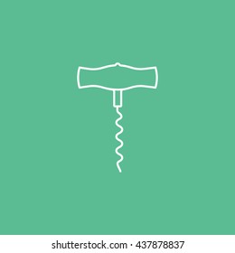 Corkscrew Line Icon On Green Background