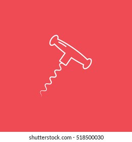Corkscrew Line Icon On Red Background