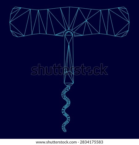 Corkscrew low poly triangulation triangulated polygonal electric cyan blue vibrant aqua neon color vector illustration image outline contour line