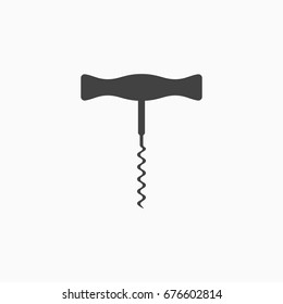 Corkscrew monochrome icon. Vector illustration.
