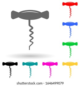 corkscrew multi color style icon. Simple glyph, flat vector of kitchen tools icons for ui and ux, website or mobile application