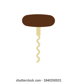 Corkscrew Opener flat style on white background. Vector illustration.