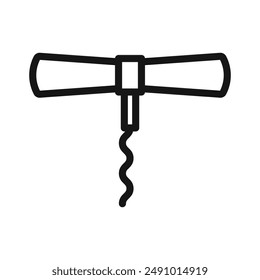 Corkscrew opener icon Black line art vector logo