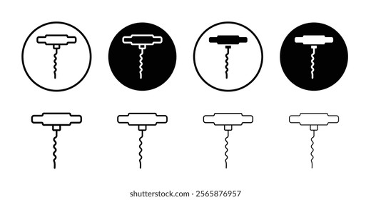 Corkscrew opener icon Black and white outline vector