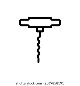 Corkscrew opener icon Black and white outline vector