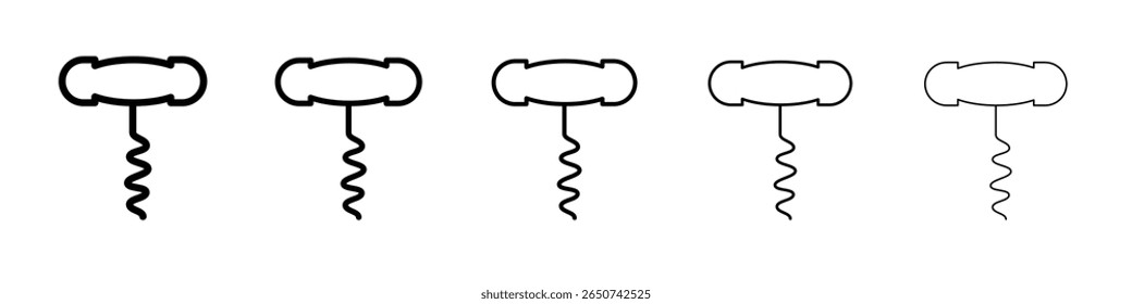 Corkscrew opener icon flat illustration set logo