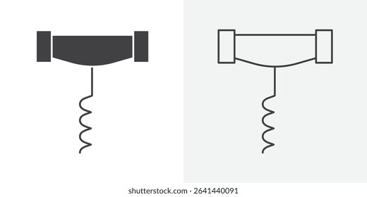 Corkscrew opener icon Line graphics illustration