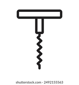 Corkscrew opener icon linear logo mark in black and white